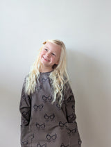 FRAMES PRINTED OVERSIZED PENNY POCKET LONG SLEEVED DRESS